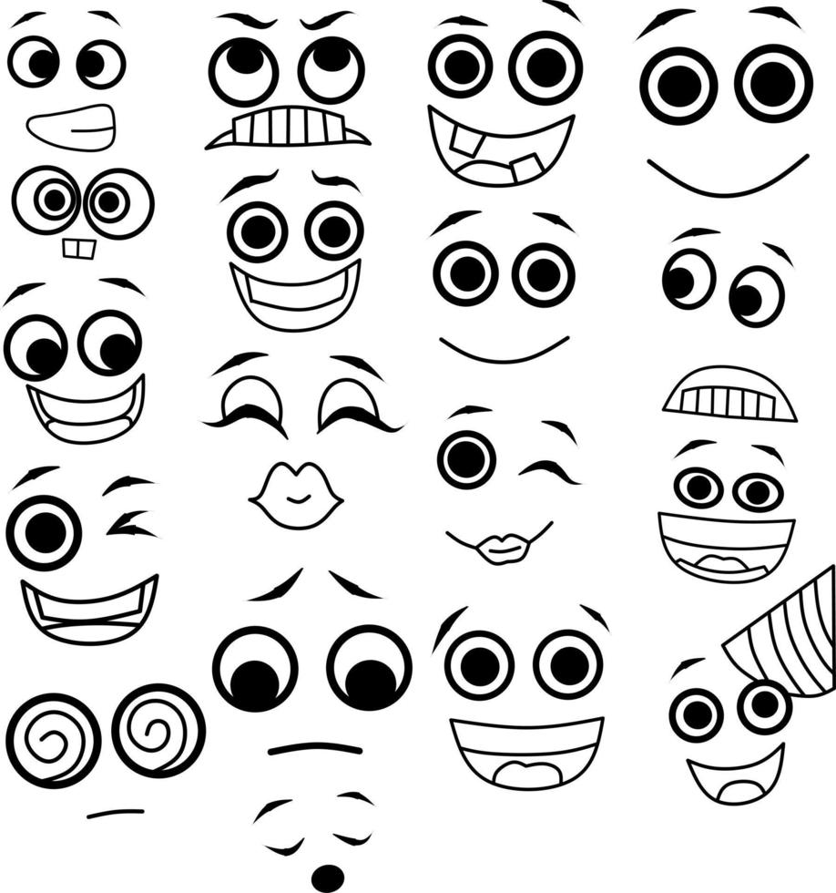 imagen vectorial del emoticono ocular con varias expresiones vector