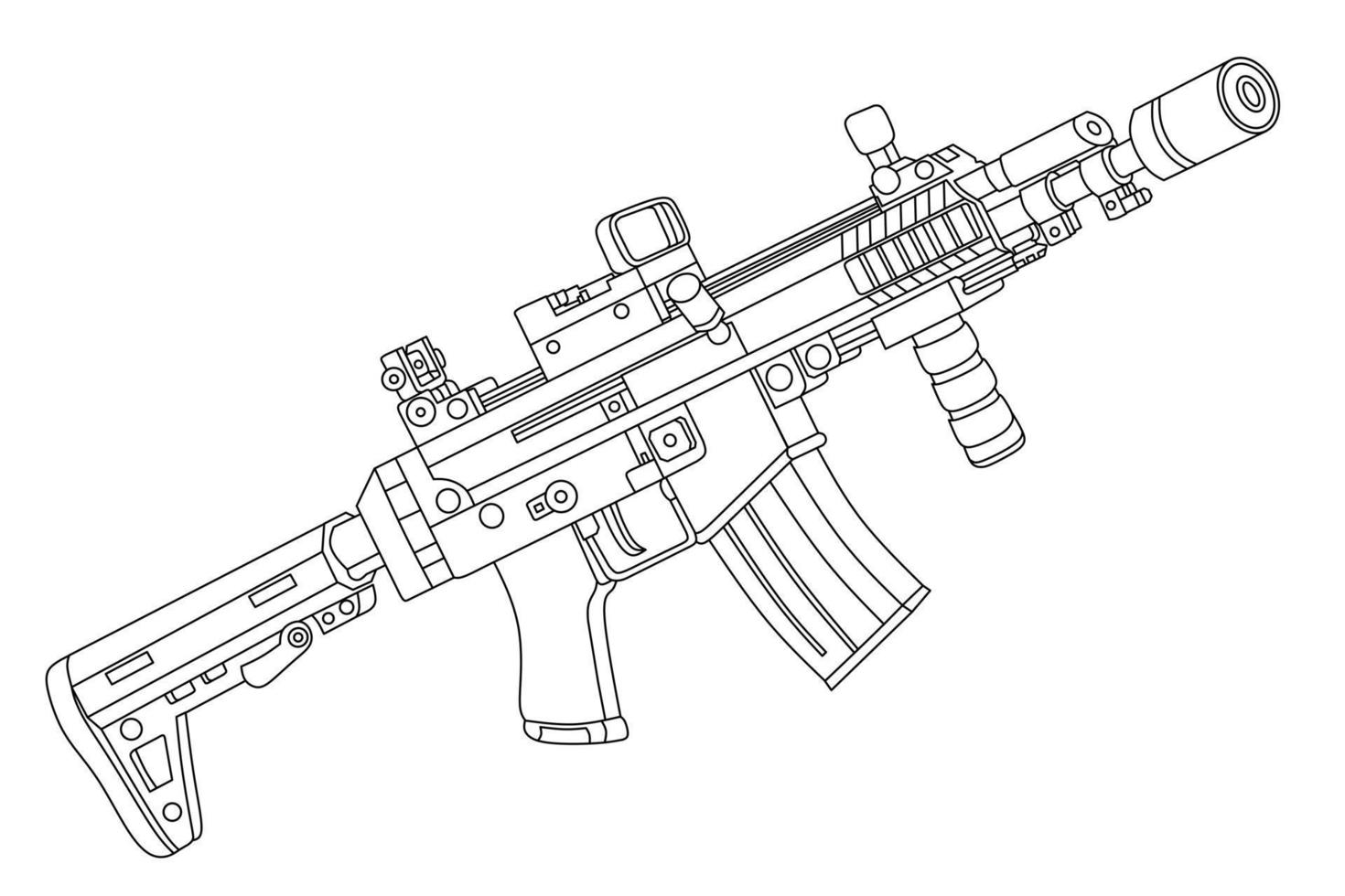 vector de arte de línea de arma de cañón largo