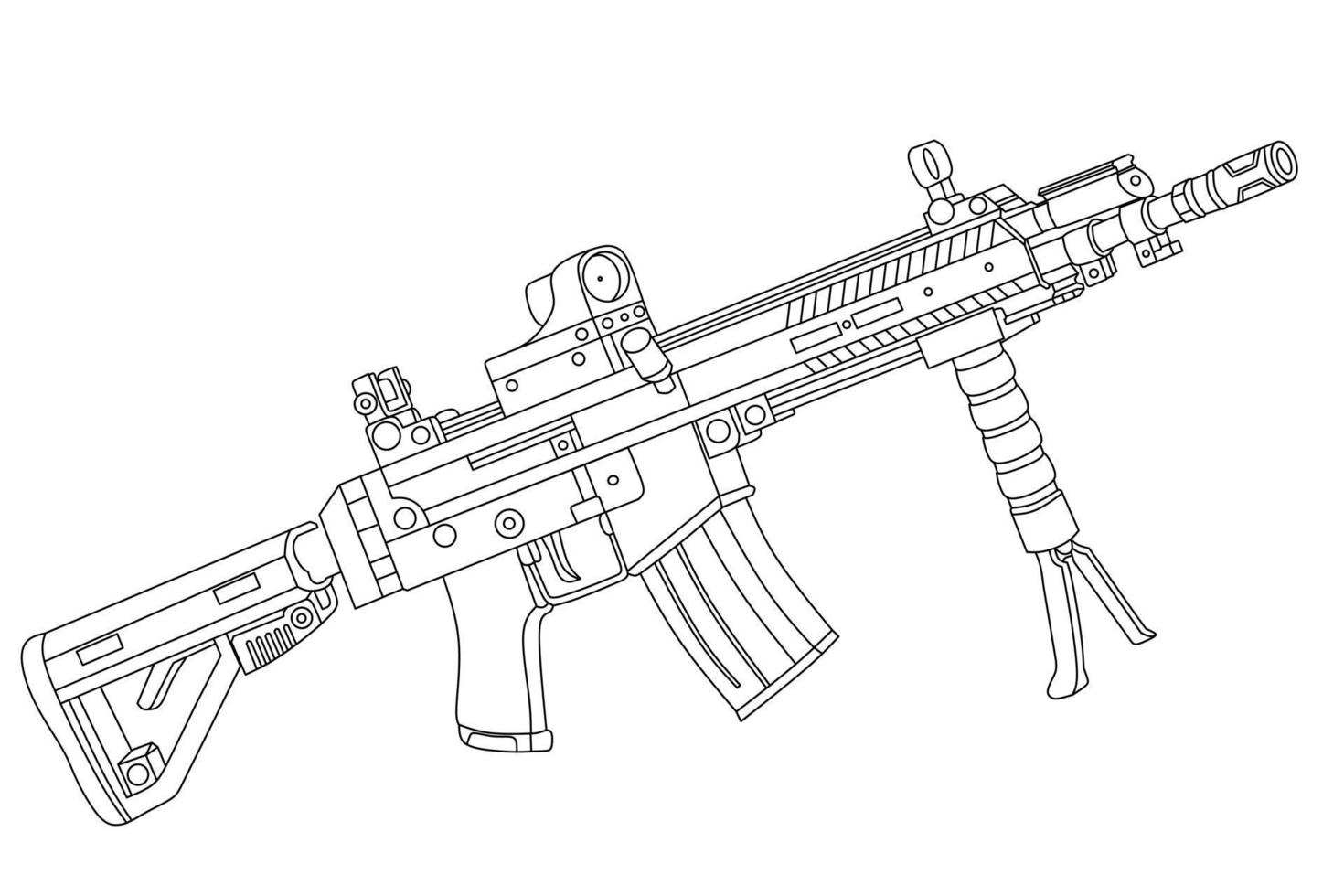 Long-barreled weapon line art vector
