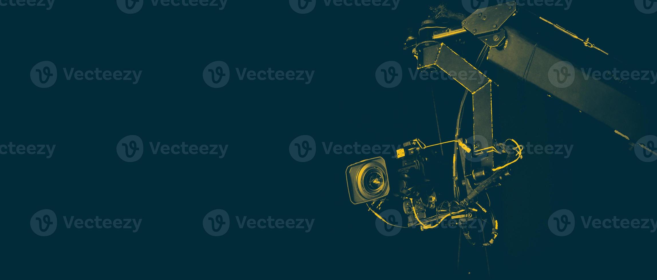 TV Camera broadcast on the crane tripod for shooting or recording and broadcasting photo