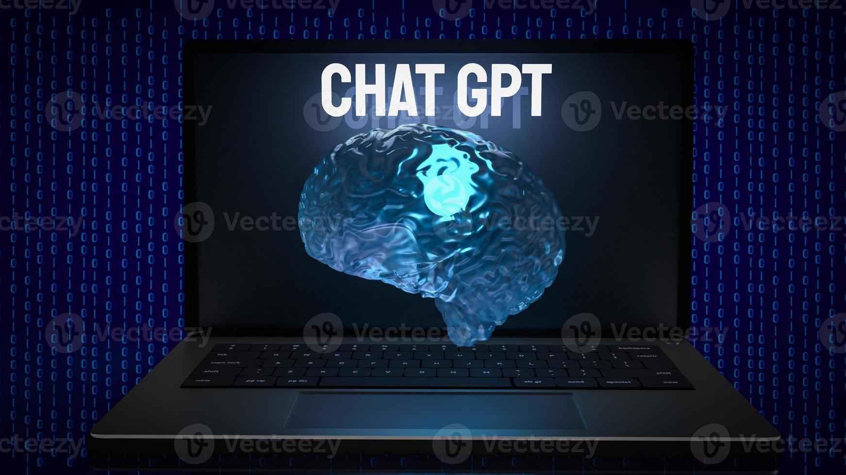 The chat gpt text and brain for technology concept 3d rendering photo