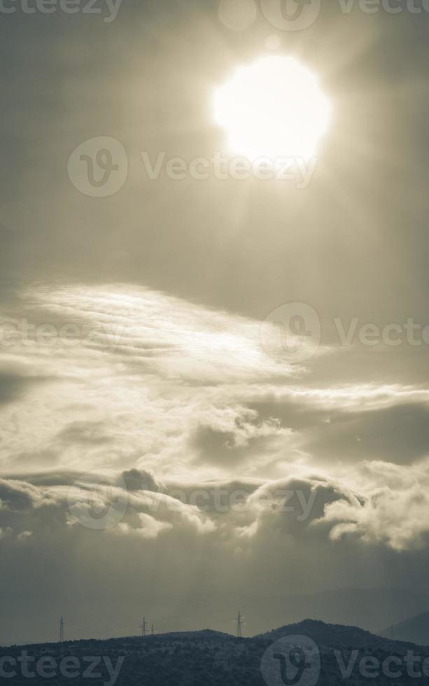 Novi Vinodolski at sunny day with dark clouds in croatia. photo