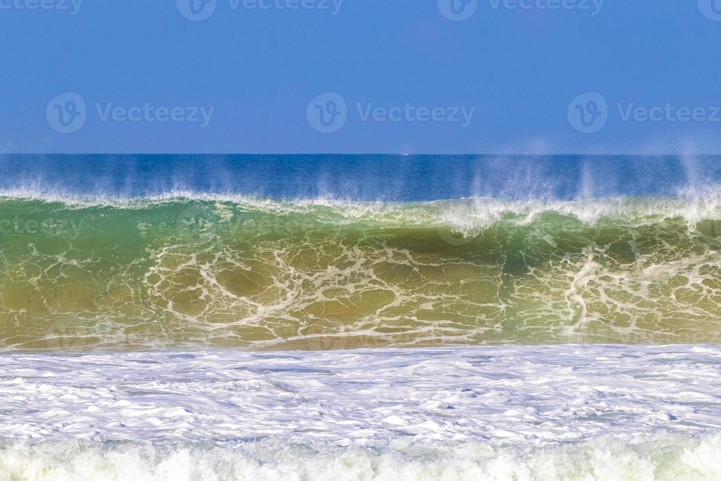 Extremely huge big surfer waves at beach Puerto Escondido Mexico. photo