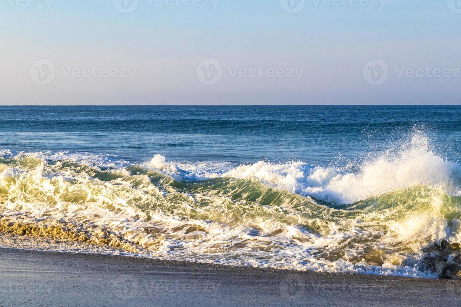 Extremely huge big surfer waves at beach Puerto Escondido Mexico. photo