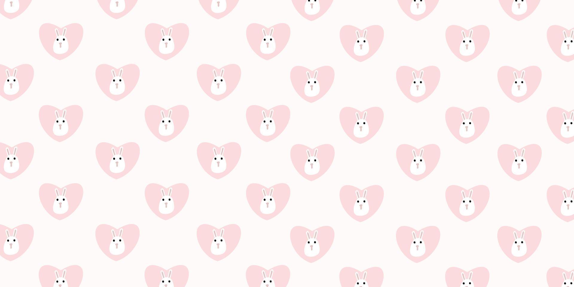 Simple bunny pattern in love shape for background design. Cute girls wallpaper theme vector