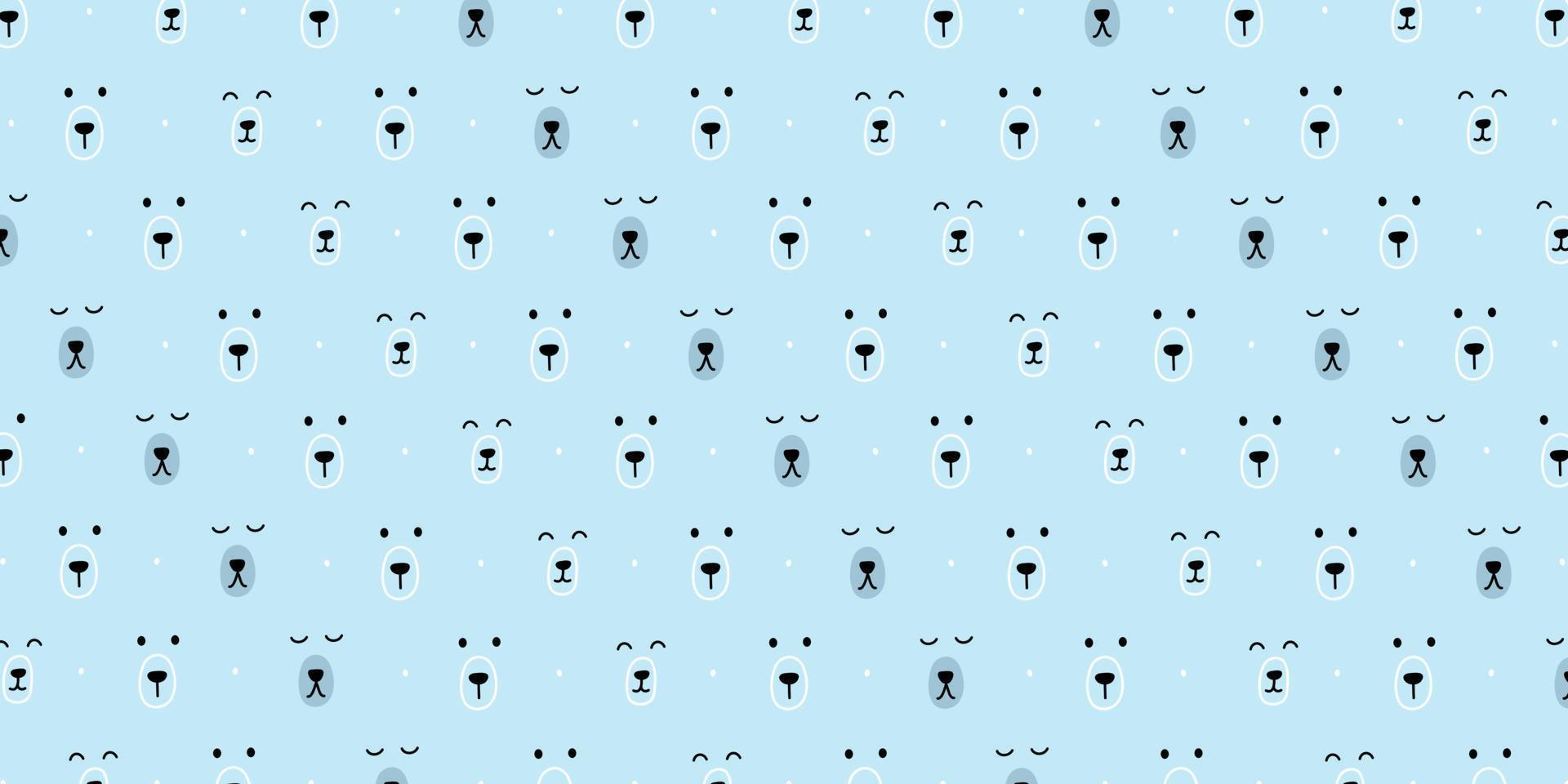 Cute polar bear illustration in pattern background design. Minimalist bear face for wallpaper vector