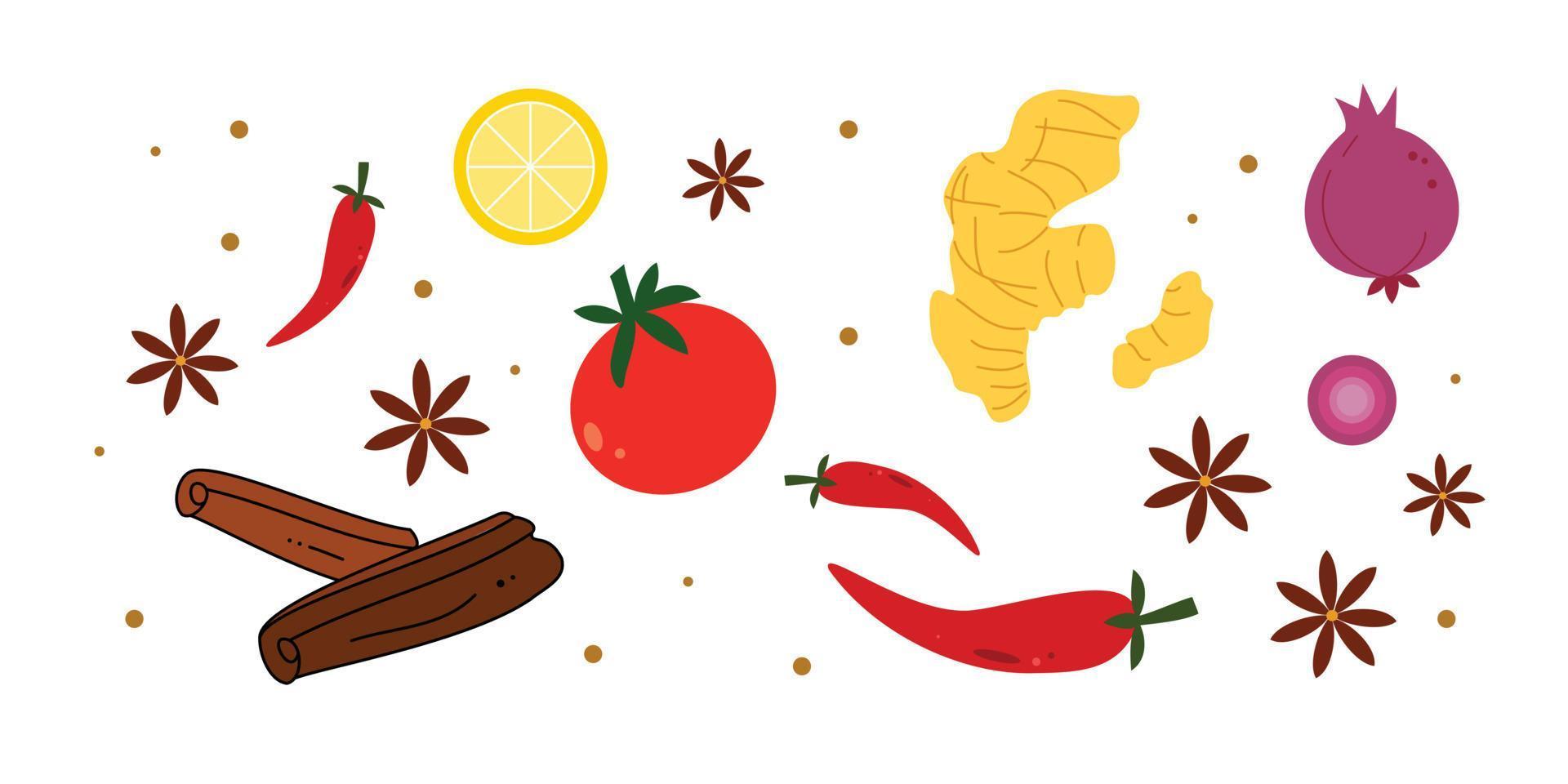 Collection of Herb and spices illustration for restaurant design element vector