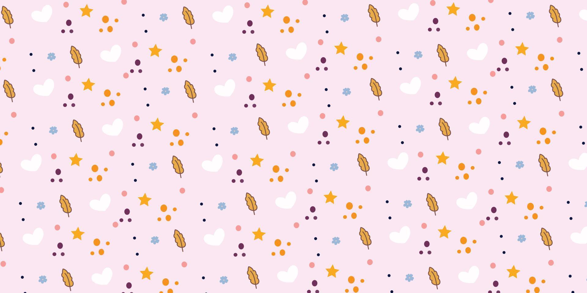 Simple pattern with leaf, love shape and star for minimalist background and wallpaper vector