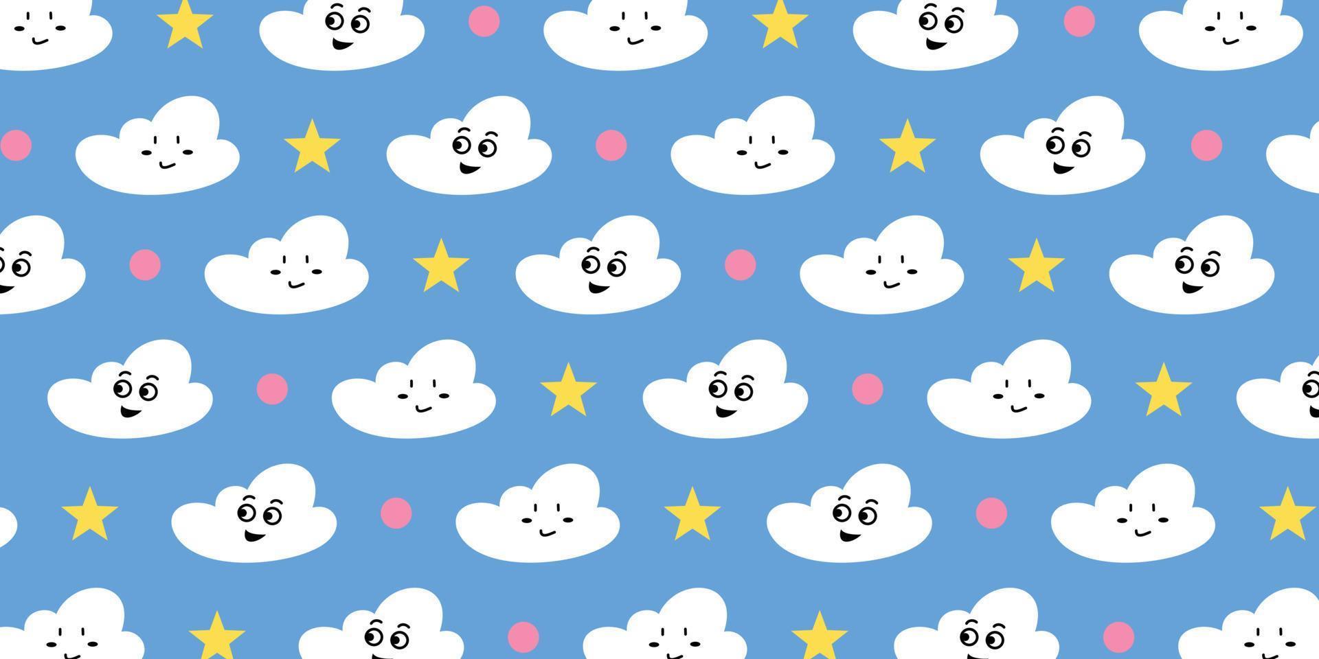 Cute cloud character with stat for design background and childish wallpaper vector