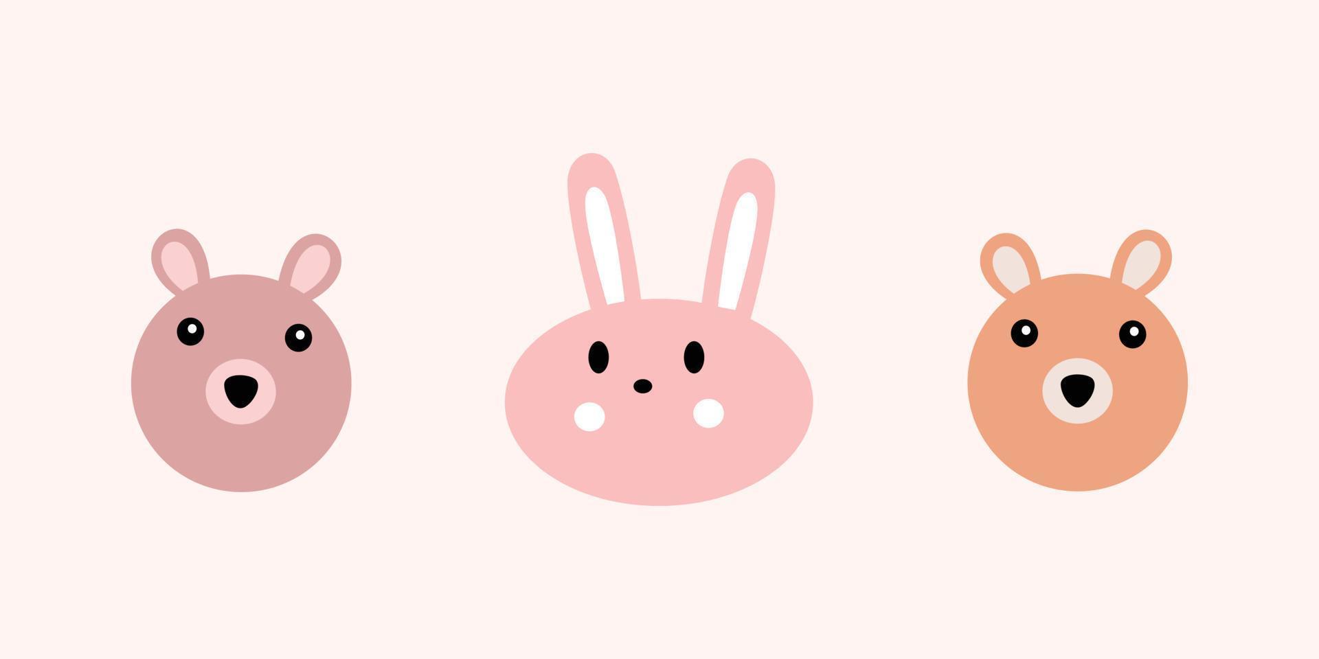 Cute bear and rabbit illustration vector