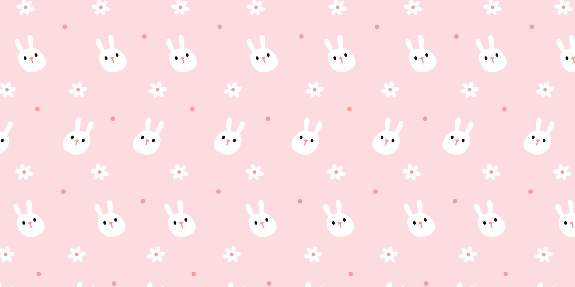 Cute bunny pattern for background design. Minimalist rabbit illustration for girls wallpaper vector
