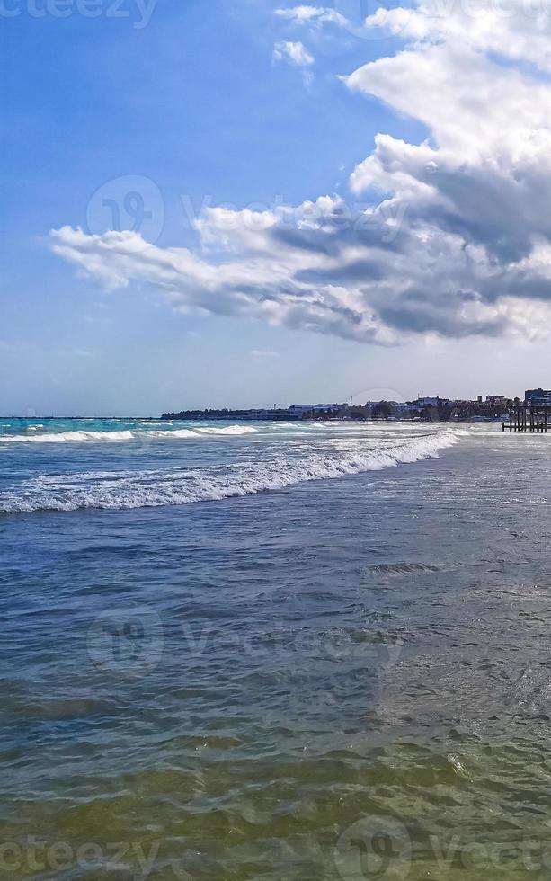 Tropical caribbean beach clear turquoise water Playa del Carmen Mexico. photo