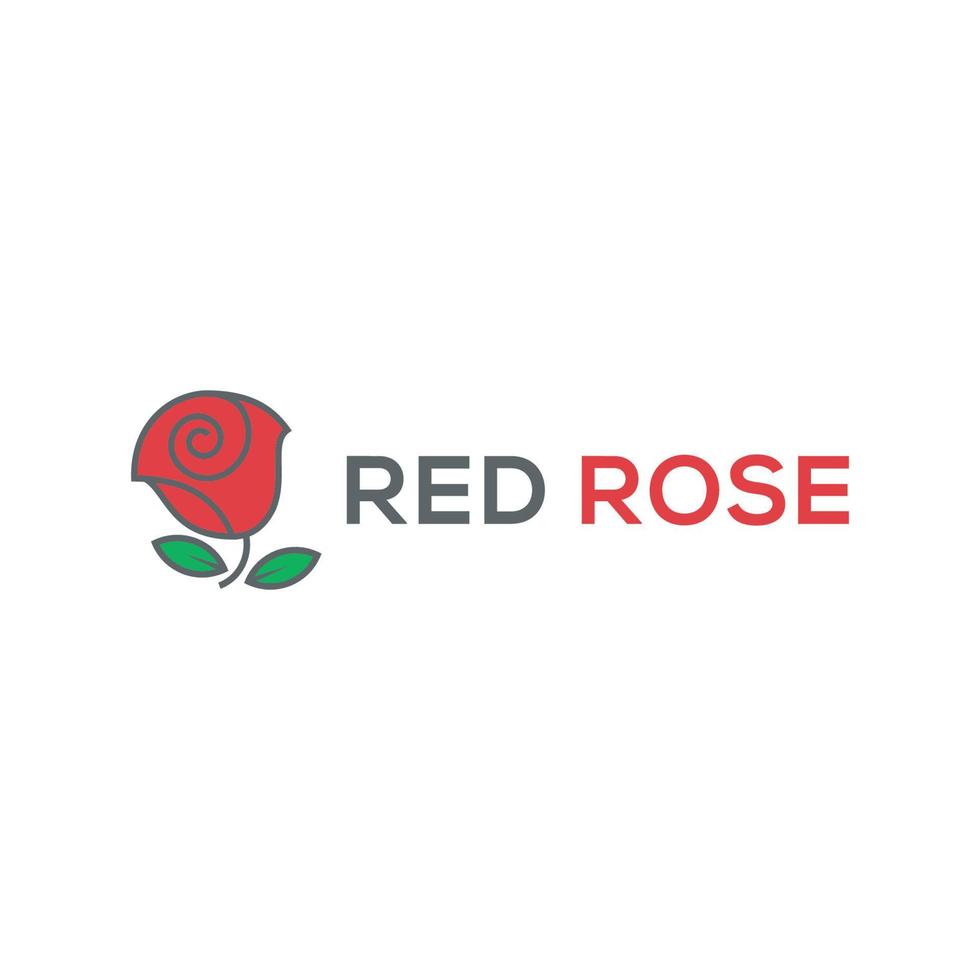 Minimal red rose line logo design vector