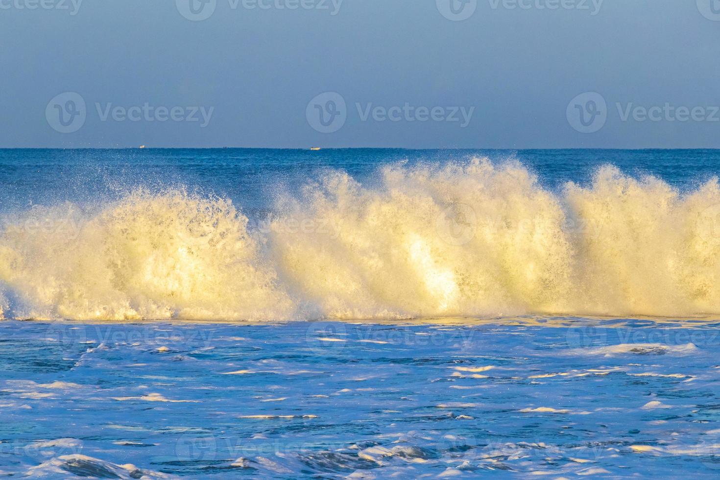 Extremely huge big surfer waves at beach Puerto Escondido Mexico. photo