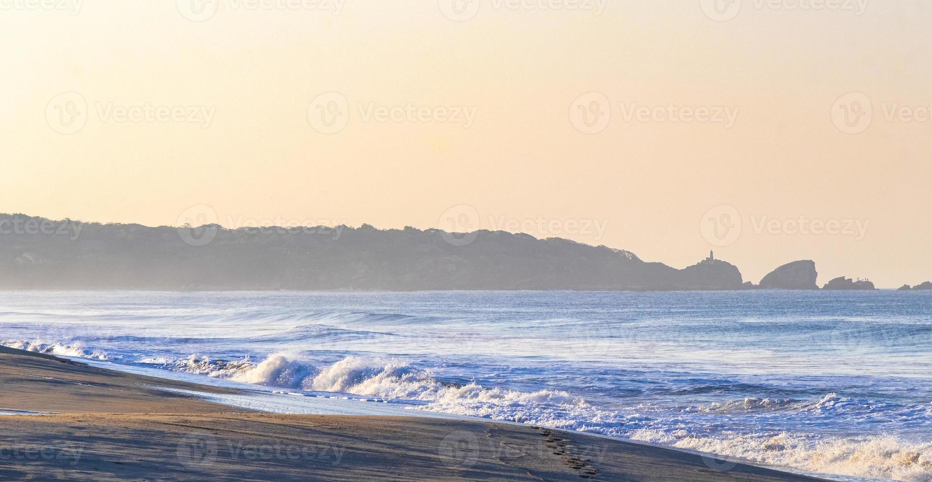 Extremely huge big surfer waves beach La Punta Zicatela Mexico. photo