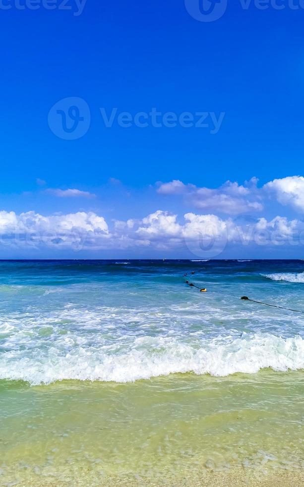 Tropical caribbean beach clear turquoise water Playa del Carmen Mexico. photo