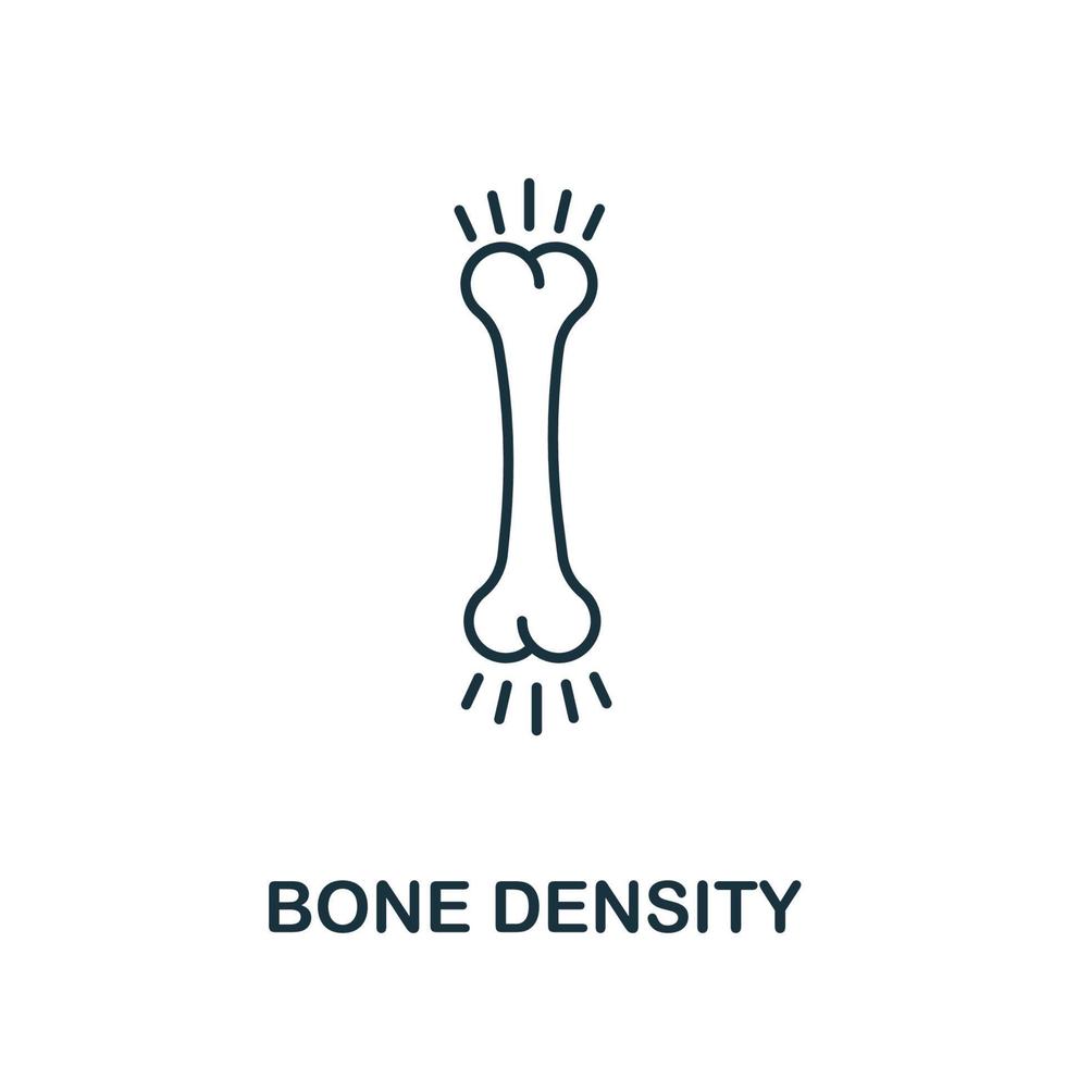 icono de densidad ósea de la colección de verificación de salud. icono de densidad ósea de línea simple para plantillas, diseño web e infografía vector