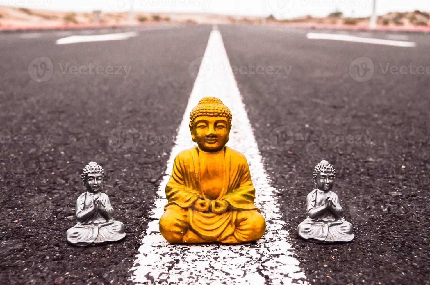 Buddha statues on the road photo