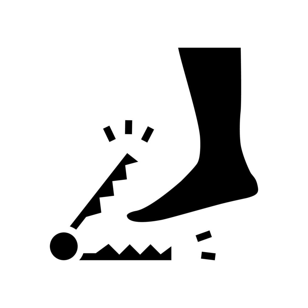severe pain when walking glyph icon vector illustration