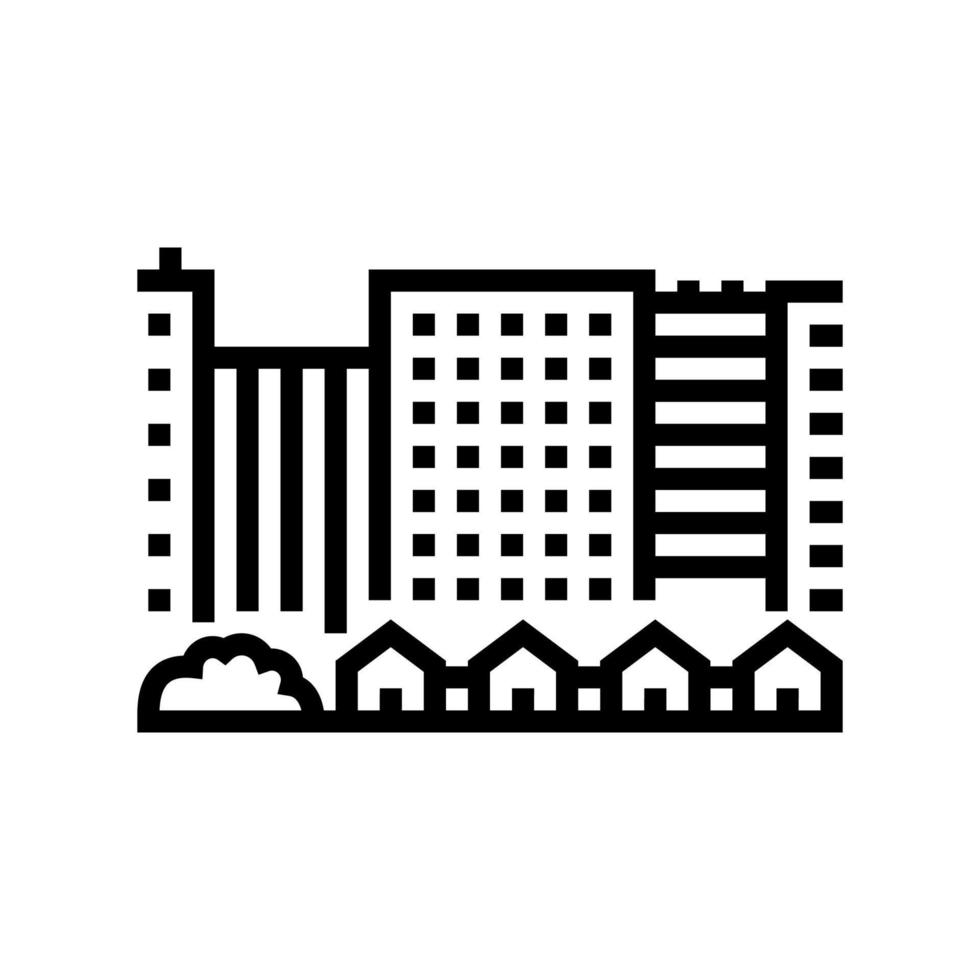 ciudad, edificios de la ciudad, y, casas, línea, icono, vector, ilustración vector