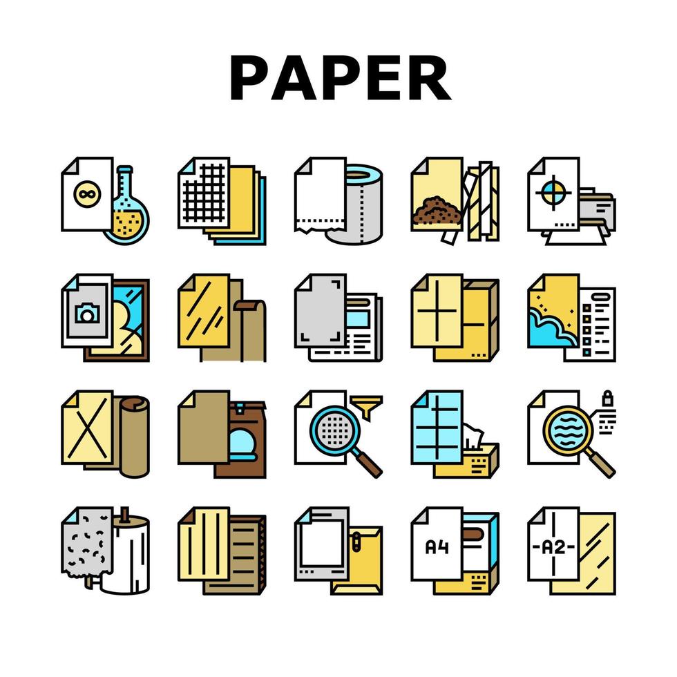 Paper List For Printing Poster Icons Set Vector