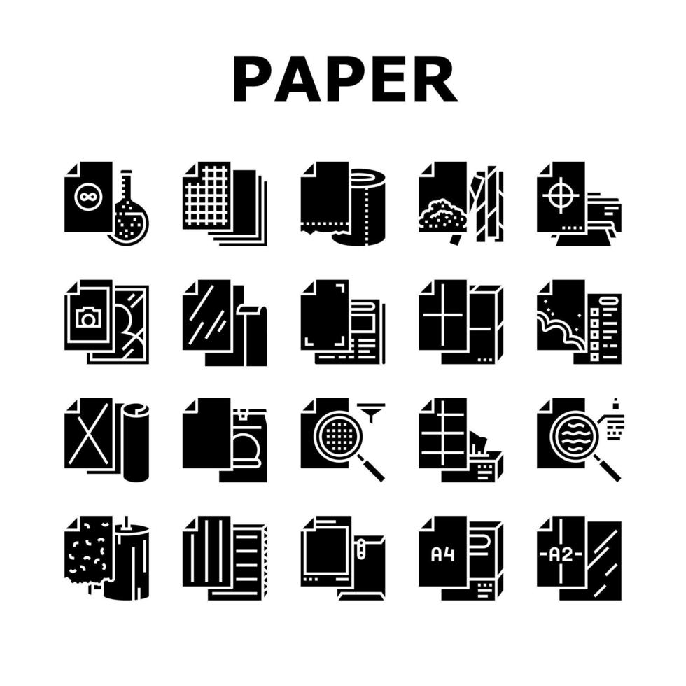 Paper List For Printing Poster Icons Set Vector