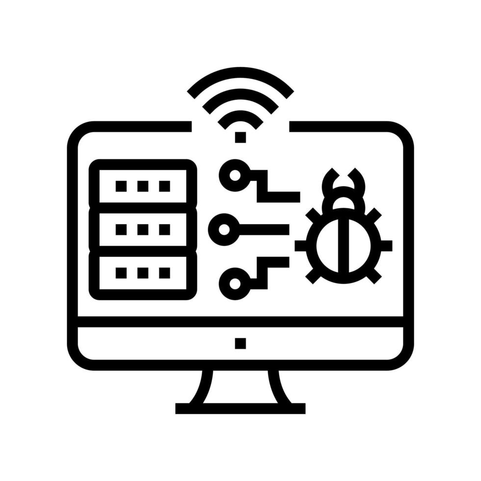 web attacks line icon vector illustration