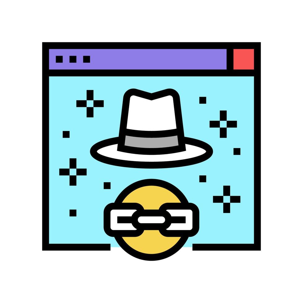 white hat link color icon vector illustration