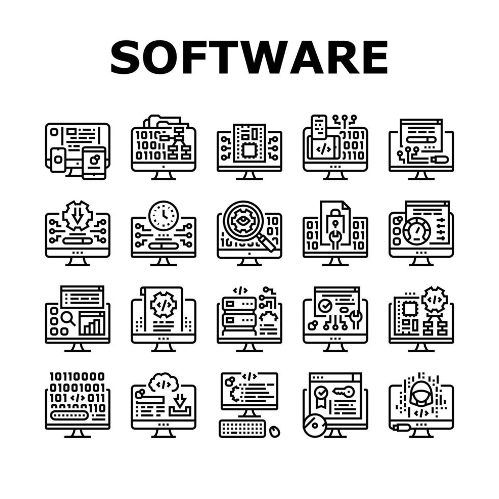 Software Program Development Icons Set Vector