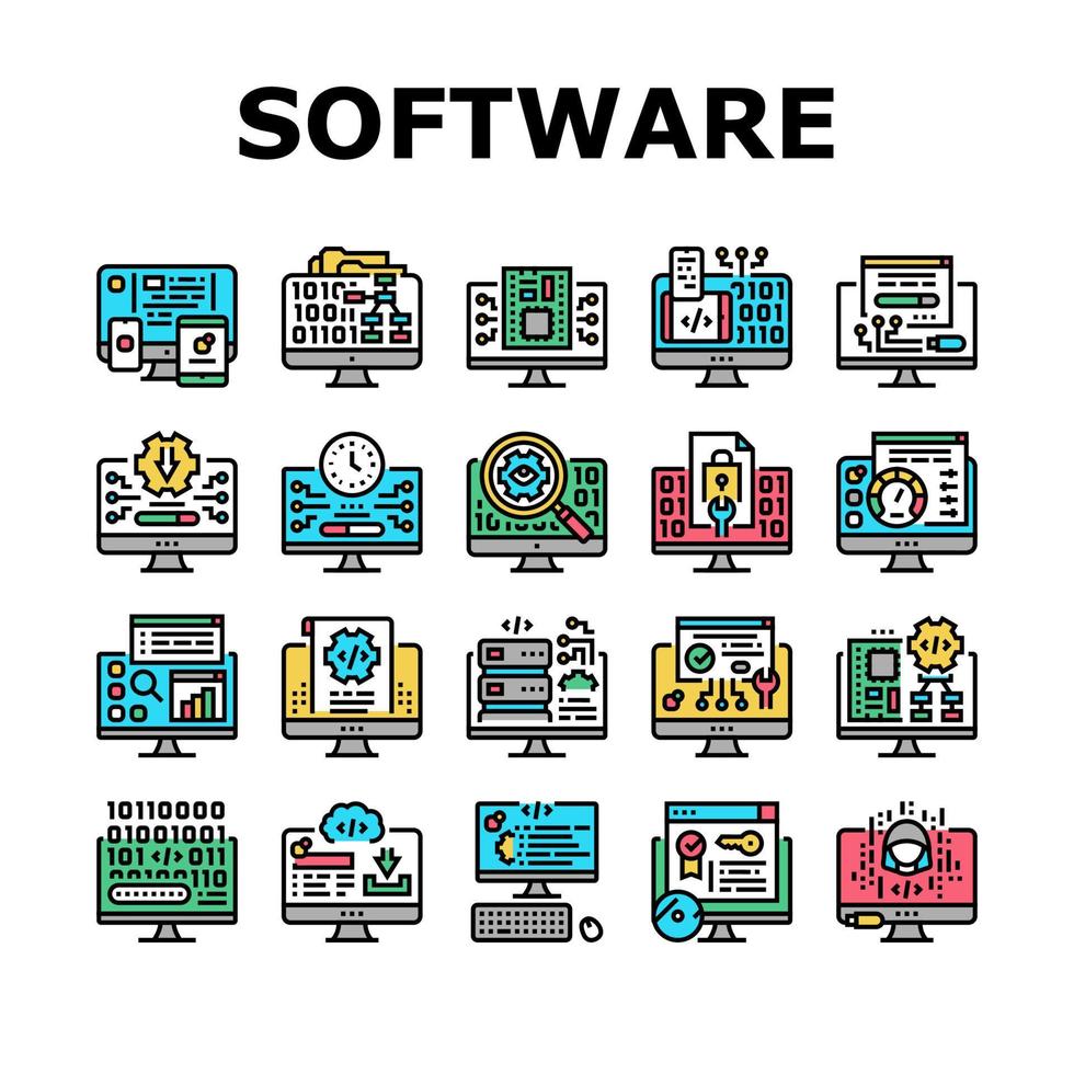 Software Program Development Icons Set Vector