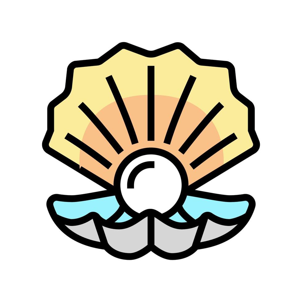 pearl oyster shell color icon vector illustration