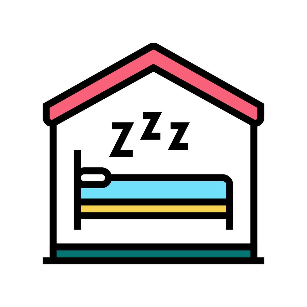 sleeping in bed color icon vector illustration