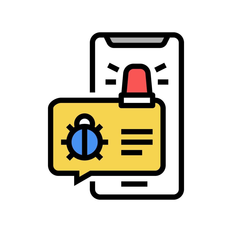 phone message with virus alarm color icon vector illustration