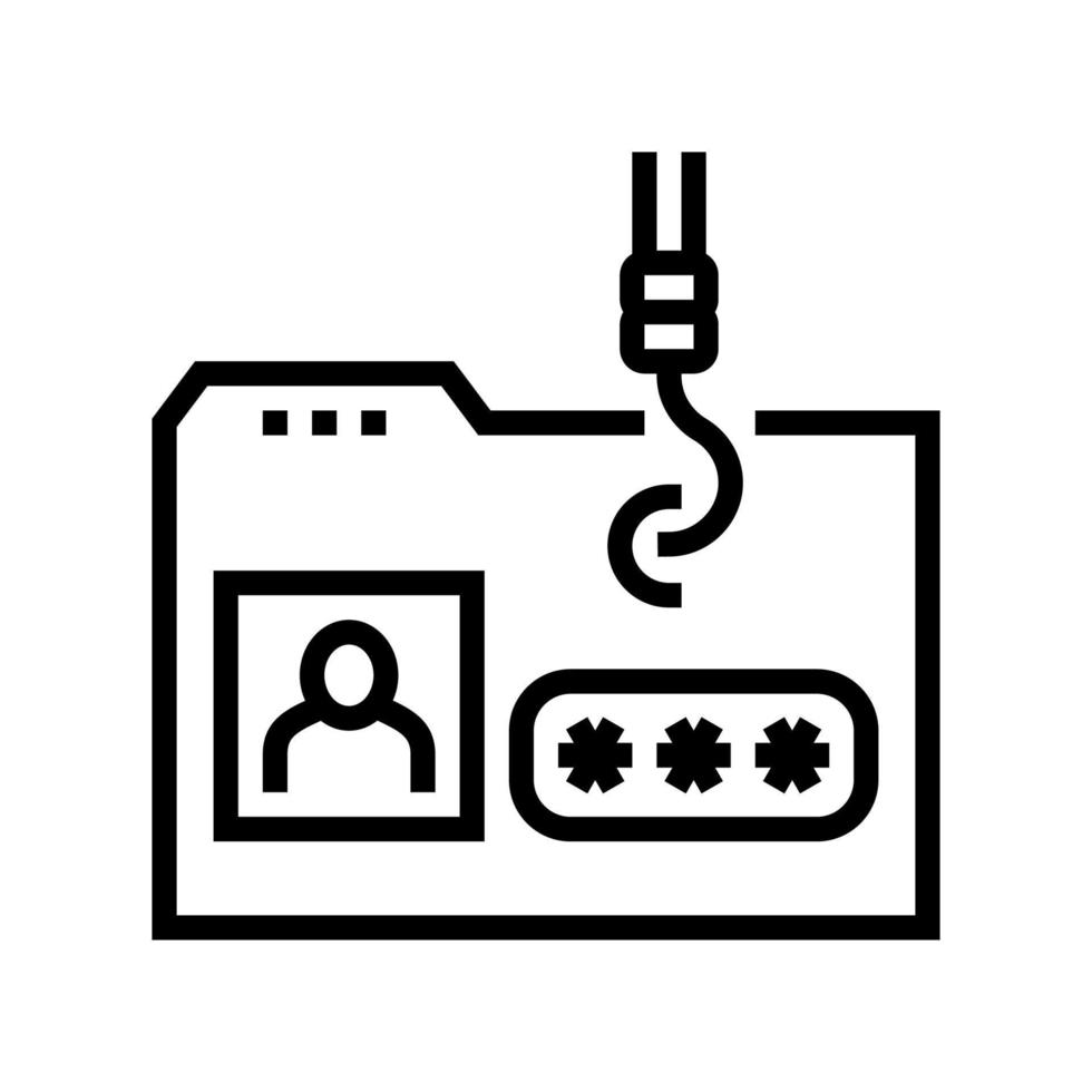 hacking user folder line icon vector illustration