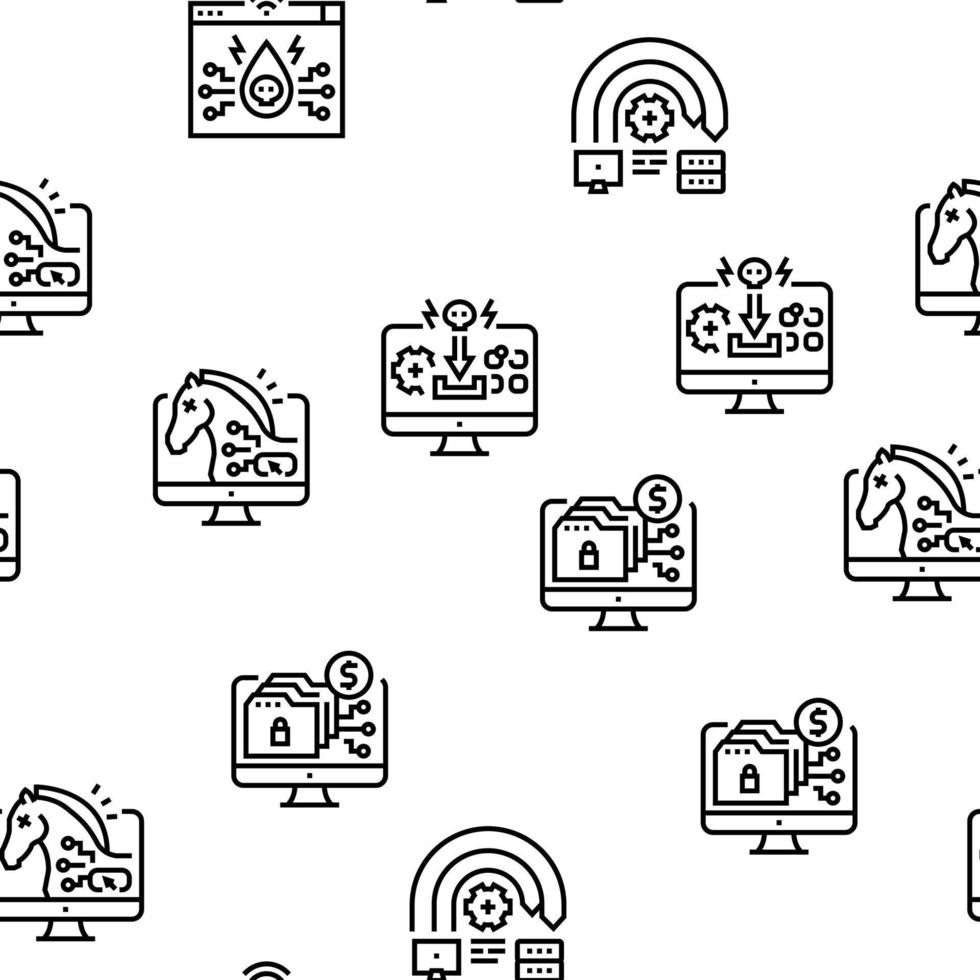 Cyber Crime Internet Business Vector Seamless Pattern