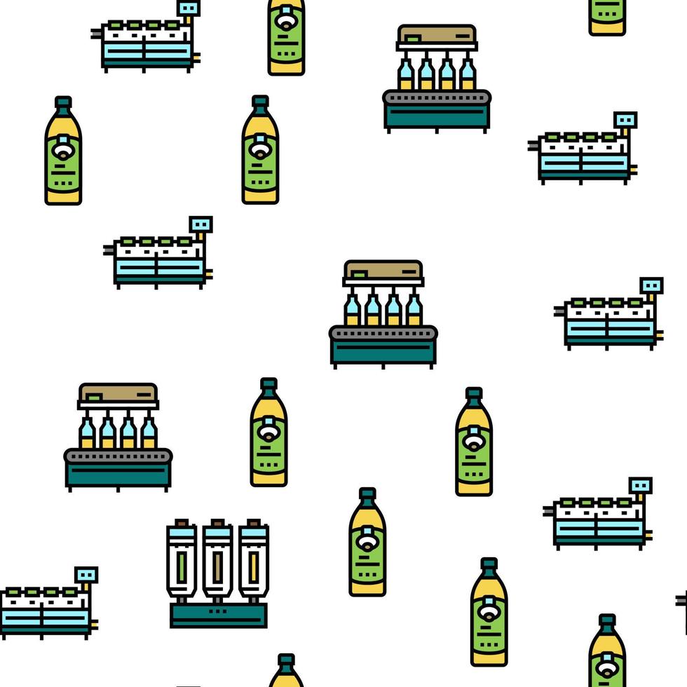 Olive Production And Harvesting Vector Seamless Pattern