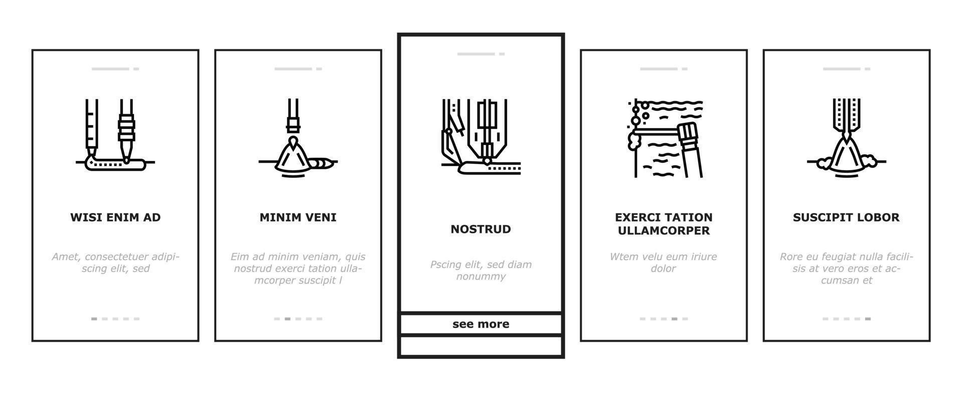 Welding Machine Tool Onboarding Icons Set Vector