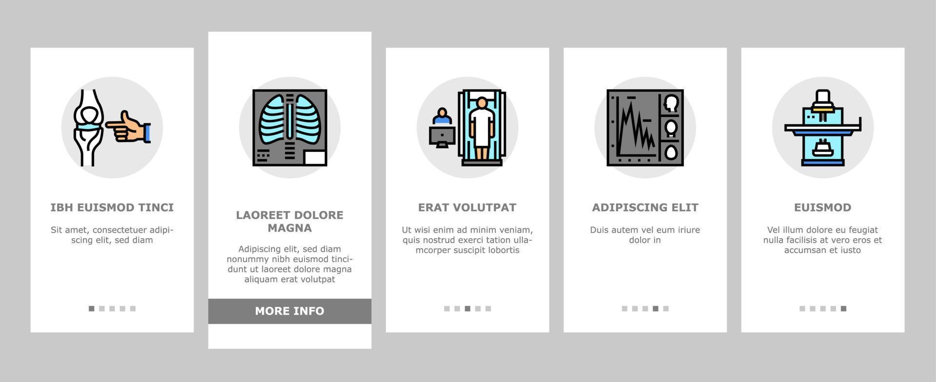 Radiology Equipment Onboarding Icons Set Vector