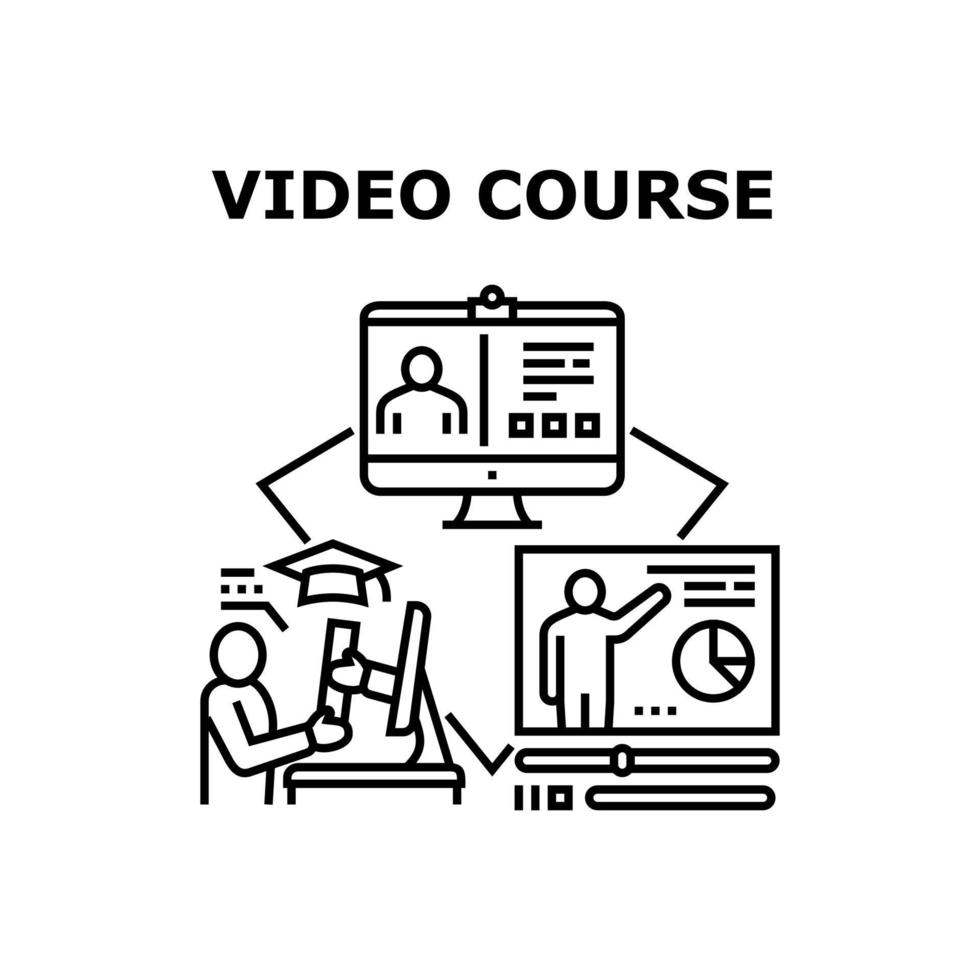 Video Course Vector Concept Black Illustration