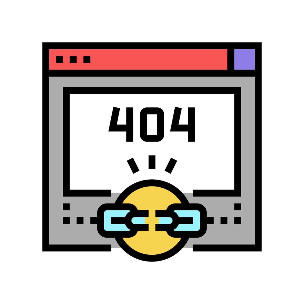 broken link 404 error color icon vector illustration
