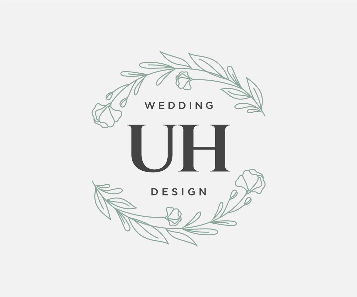 colección de logotipos de monograma de boda con letras iniciales, plantillas florales y minimalistas modernas dibujadas a mano para tarjetas de invitación, guardar la fecha, identidad elegante para restaurante, boutique, café en vector