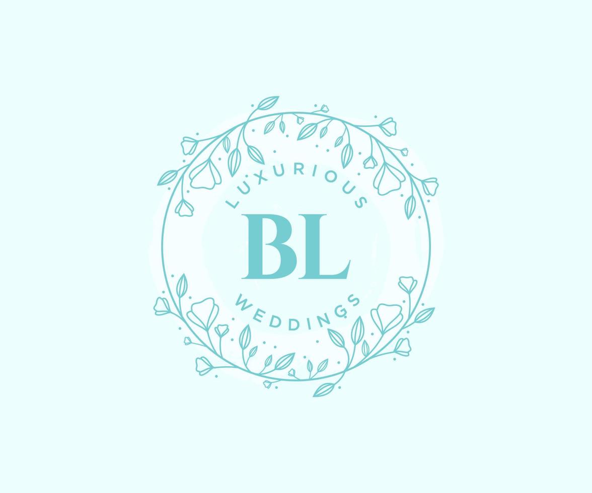 BL Initials letter Wedding monogram logos template, hand drawn modern minimalistic and floral templates for Invitation cards, Save the Date, elegant identity. vector