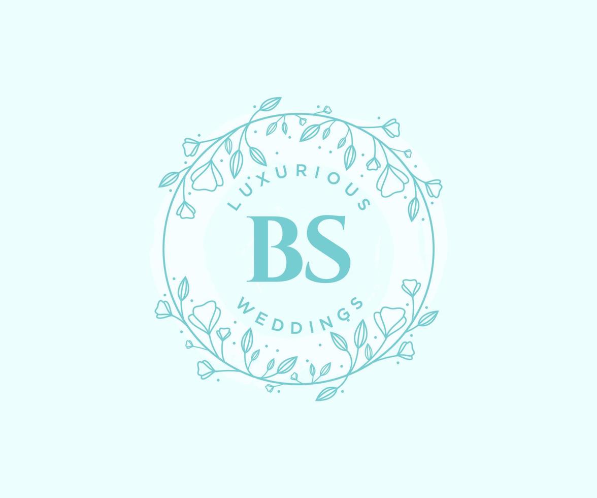 BS Initials letter Wedding monogram logos template, hand drawn modern minimalistic and floral templates for Invitation cards, Save the Date, elegant identity. vector