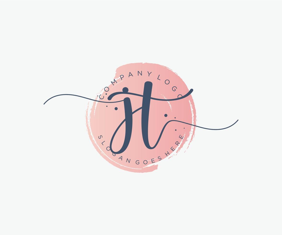 Initial JT feminine logo. Usable for Nature, Salon, Spa, Cosmetic and Beauty Logos. Flat Vector Logo Design Template Element.