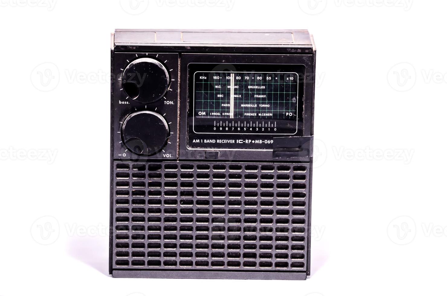 Old radio on white background photo