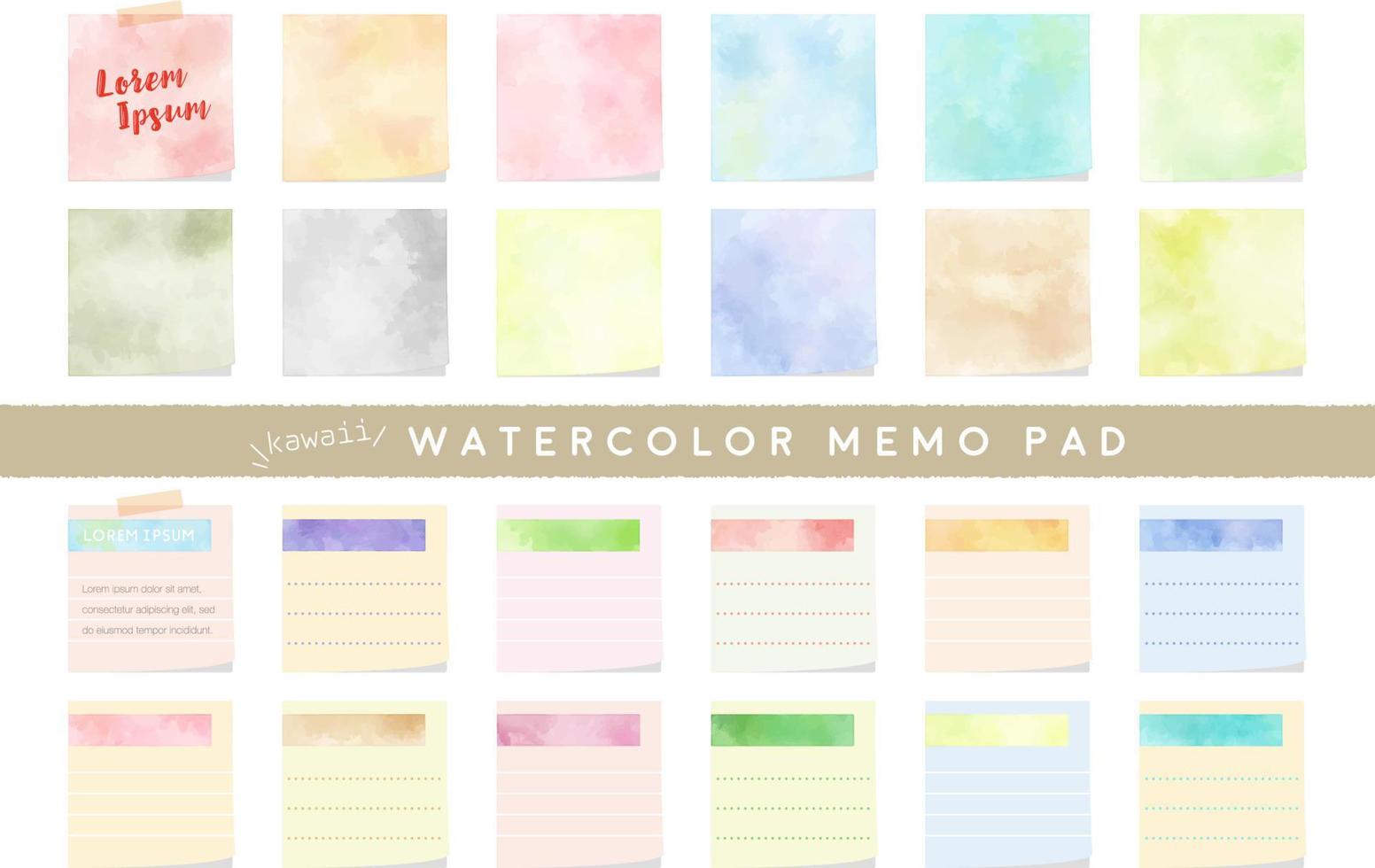 colorful watercolor memo pad set vector