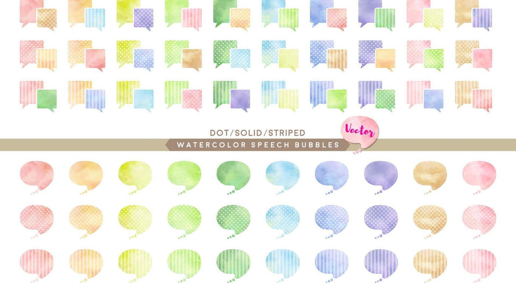 watercolor vector speech bubbles set