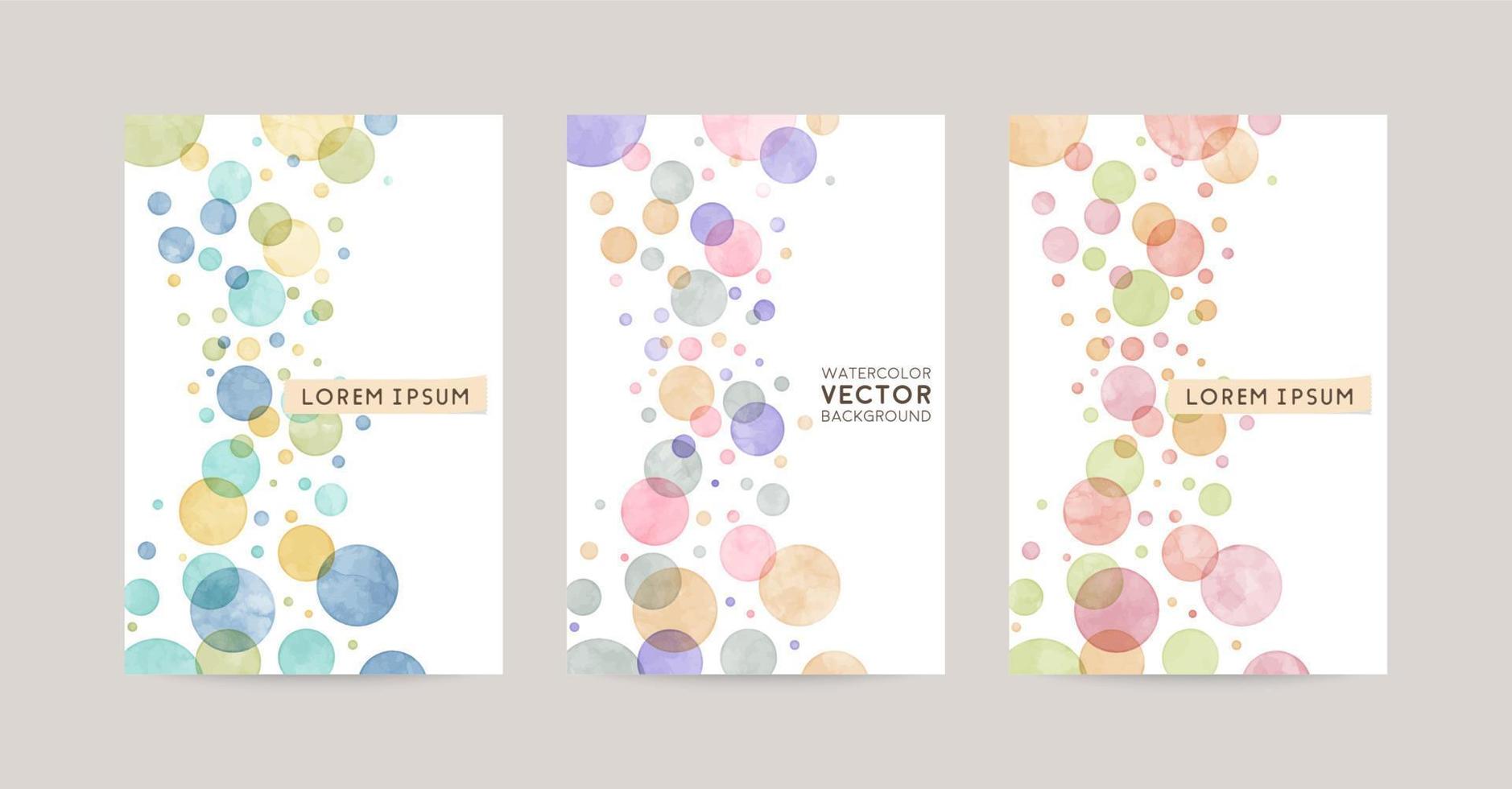 plantilla de diseño de tarjeta vectorial con burbujas de colores, decoración de acuarela sobre fondo blanco vector