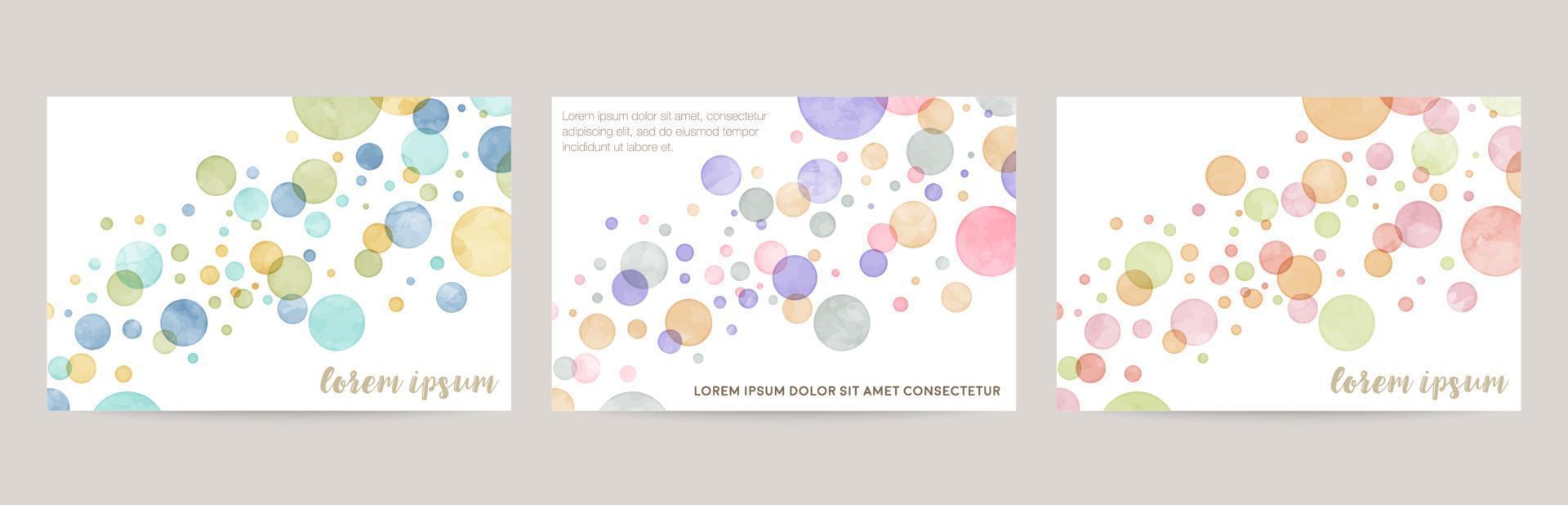 vector card design template with colorful bubbles, watercolor decoration on white background