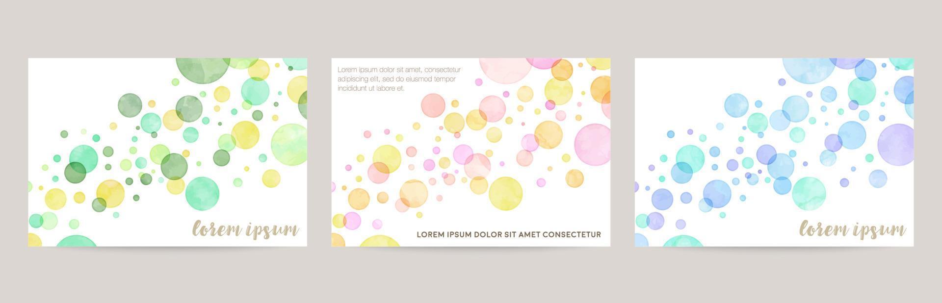 vector card design template with colorful bubbles, watercolor decoration on white background